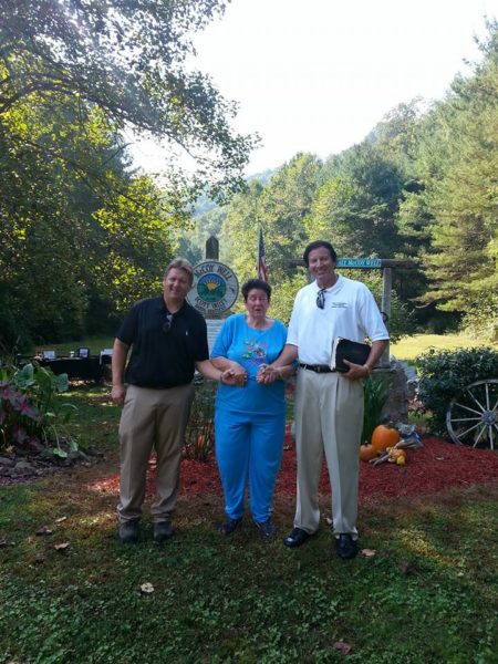 (L-R) McCoy descendants Gary McCoy and Mrs. Hall with William Keith Hatfield