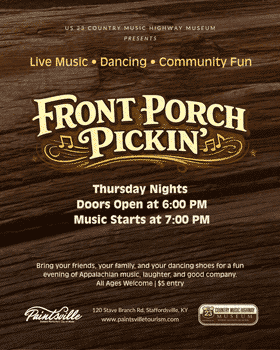 Front Porch Pickin' bluegrass jam at the U.S. 23 Country Music Highway Museum in Paintsville, KY